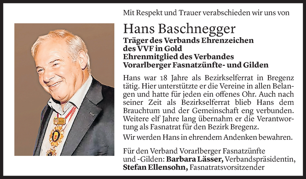 Abschied von Hans Baschnegger