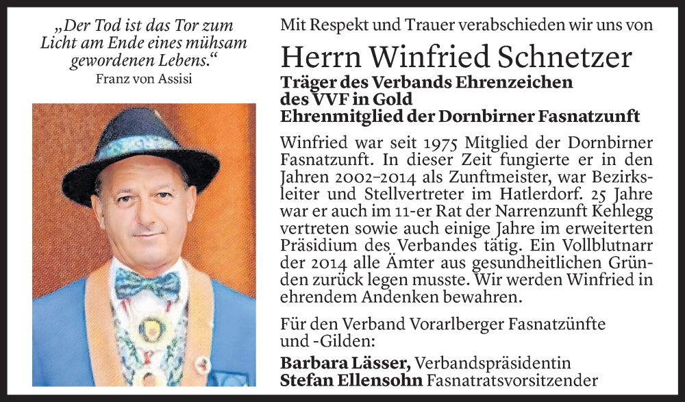 Abschied von Winfried Schnetzer